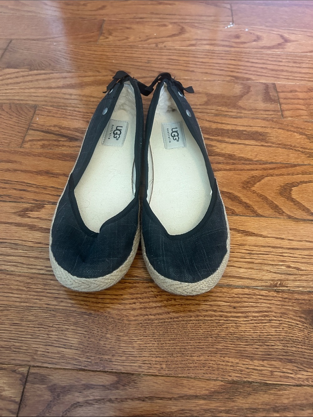 UGG Black Canvas Espadrille Ballet Flats